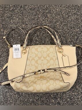 Coach tan purse with gold accents new with tags